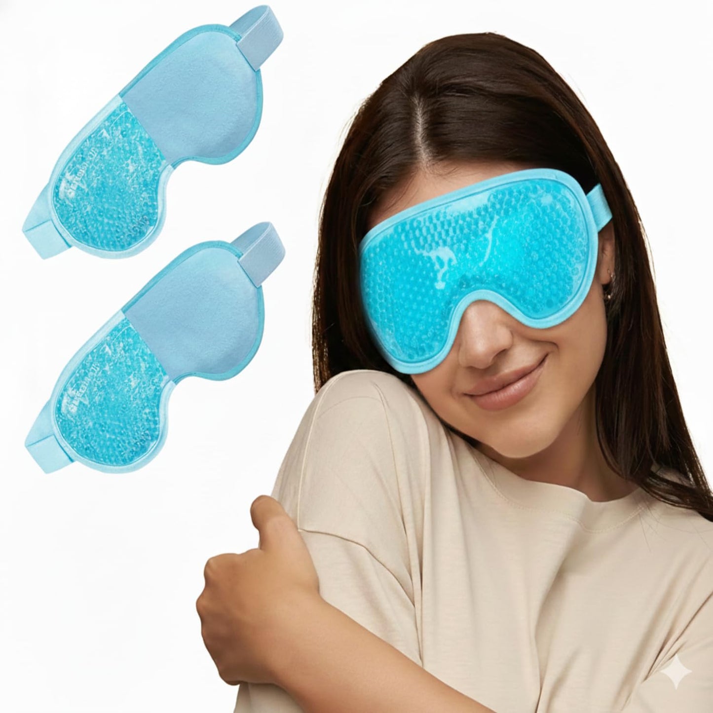 Premium Cooling Gel Eye Mask with Beads for Sleeping, Ice Pad Relief for Men & Women, Blue