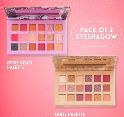 Eyeshadow Palette And Rose Gold Eyeshadow (18+18 Colors) 36 Gm (Multicolor)| Matte|Shimmer | Beginner Friendly & Long Lasting Eye Shadow Palette | All In One Makeup Palette