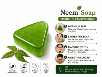 (Neem, Aloevera) Handmade Natural Soaps For Bath, Paraben Free, Skin Brightening Soap For Men & Women (Soap Pack Of 3 - 300GM)