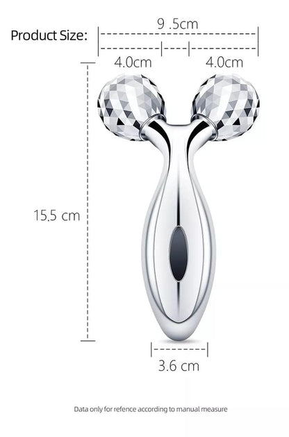 3D Manual Roller Face & Body Massager | Skin Lifting Wrinkle Remover Facial Massage Tool | V Shape Beauty Roller for Face Tightening, Relaxation & Skin Care | Silver