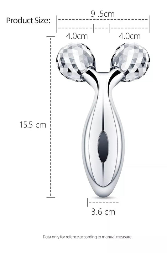 3D Manual Roller Face & Body Massager | Skin Lifting Wrinkle Remover Facial Massage Tool | V Shape Beauty Roller for Face Tightening, Relaxation & Skin Care | Silver