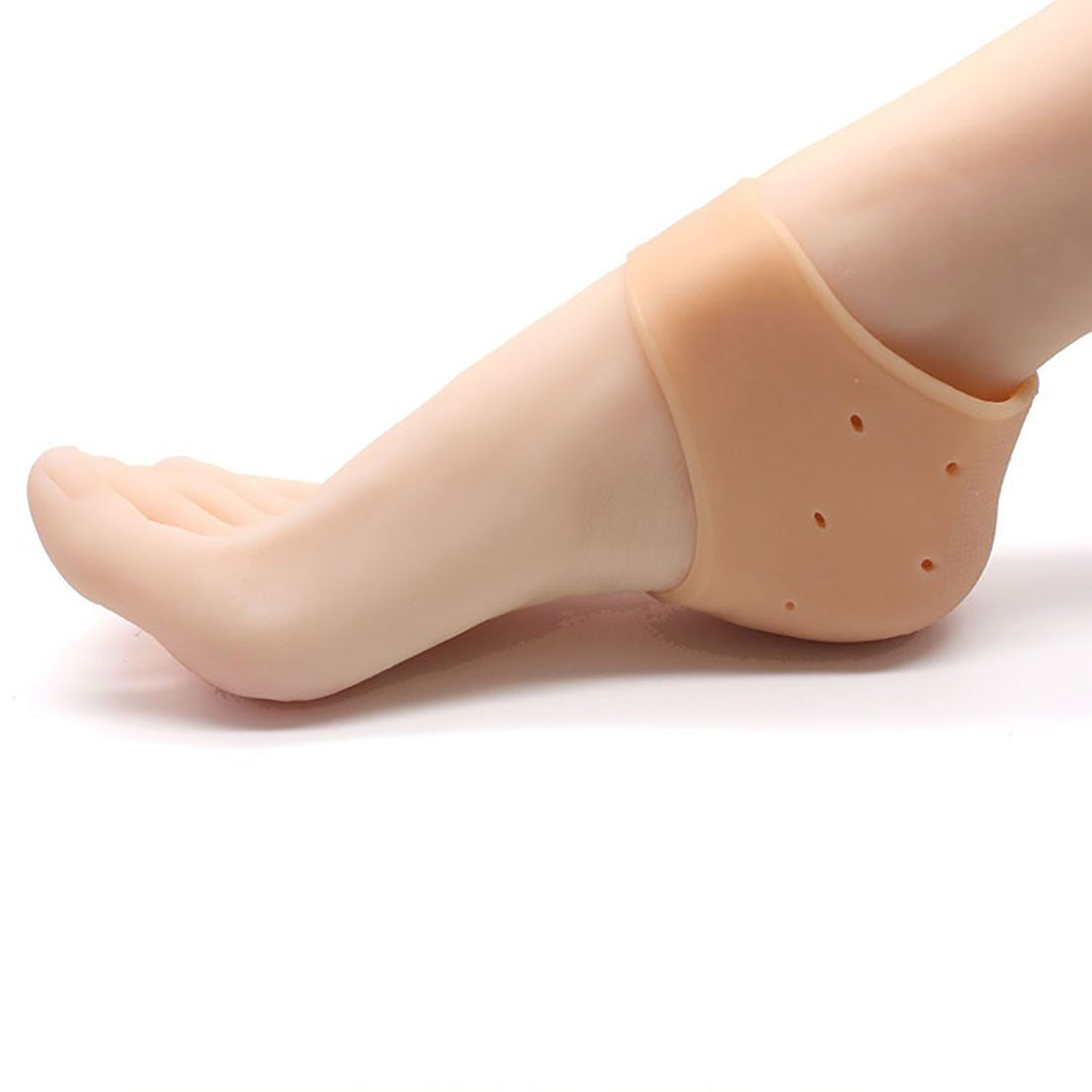 Purastep Silicone Gel Heel Pad Socks for Pain Relief - 1 Pair (Beige, Free Size)