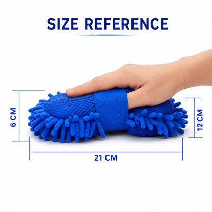 Microfiber Car Washing Sponge Brush, Scratch-Free Chenille Car Cleaning Sponge, Super Absorbent Car Wash Mitt for Car Bike SUV Truck, Multipurpose Cleaning Duster (Blue)