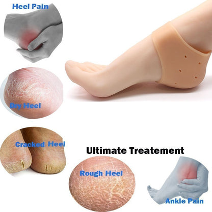 Purastep Silicone Gel Heel Pad Socks for Pain Relief - 1 Pair (Beige, Free Size)