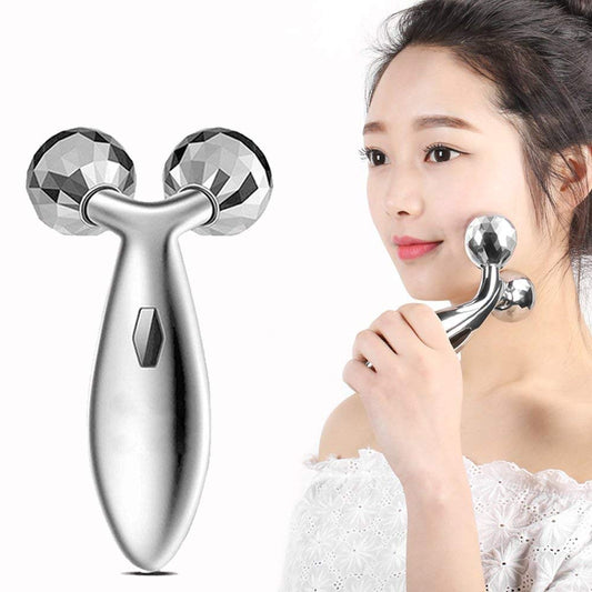 MANAV ACUPRESSSURE multy 3d Massager Roller 360 Rotate Silver Thin Face Full Body Shape Lifting Wrinkle Remover Facial Massage Relaxation Tool