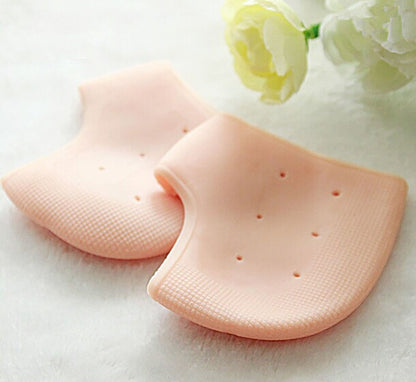 Purastep Silicone Gel Heel Pad Socks for Pain Relief - 1 Pair (Beige, Free Size)