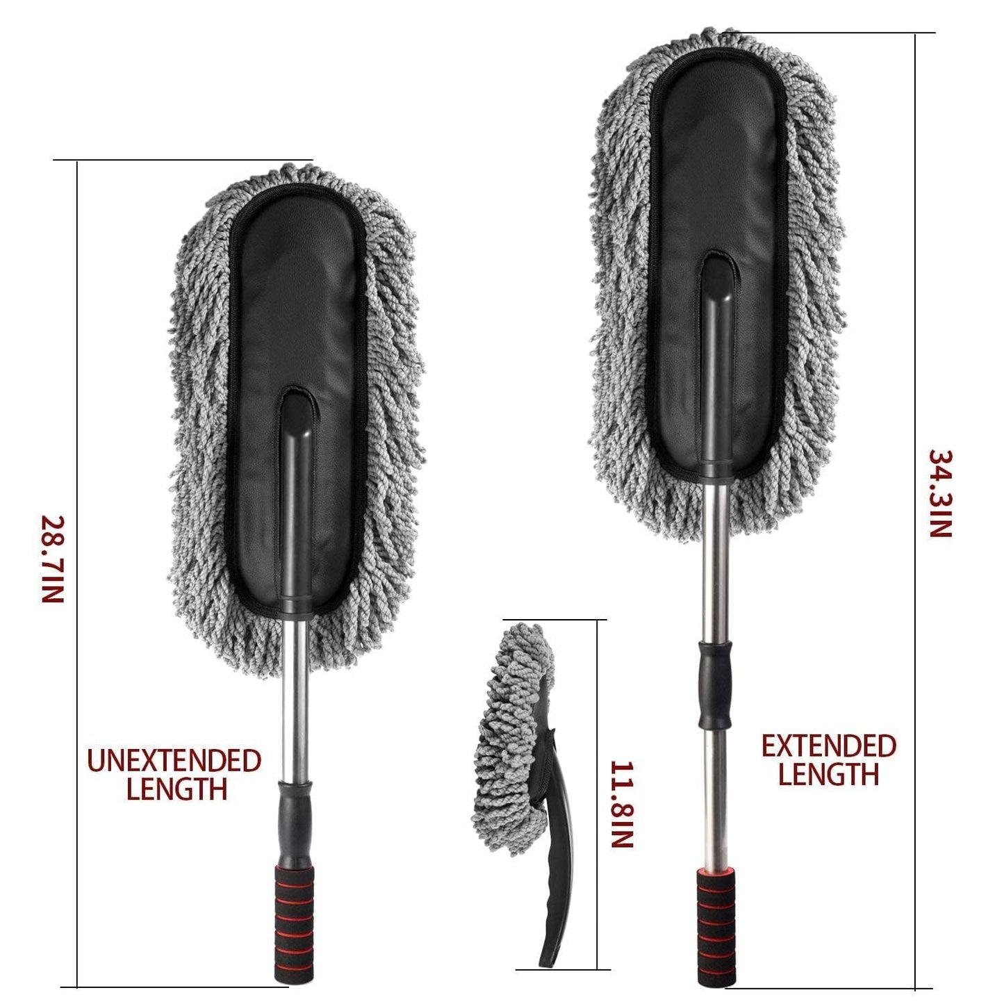 2Pcs Soft Microfiber Duster with Extendable Handle Exterior Scratch Free Car Cleaning Tool, Car Duster Brush for Truck,Pickup,SUV,Motorcycle, Vehicles Cleaning