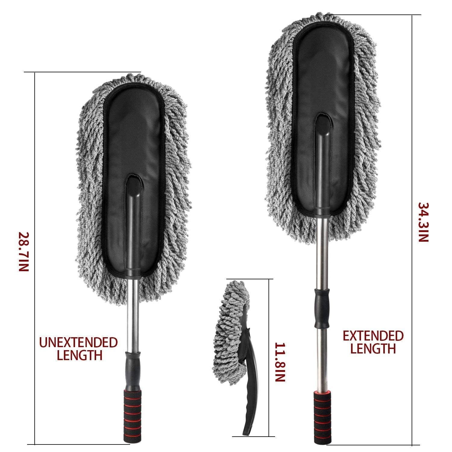 2Pcs Soft Microfiber Duster with Extendable Handle Exterior Scratch Free Car Cleaning Tool, Car Duster Brush for Truck,Pickup,SUV,Motorcycle, Vehicles Cleaning
