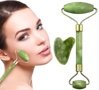 Body Massager/ 3D Manual Roller Massager/ 360 Rotate Roller Face Body Massager With Gau Sha Stone Facial Massager (3D Massager + Natural Stone)