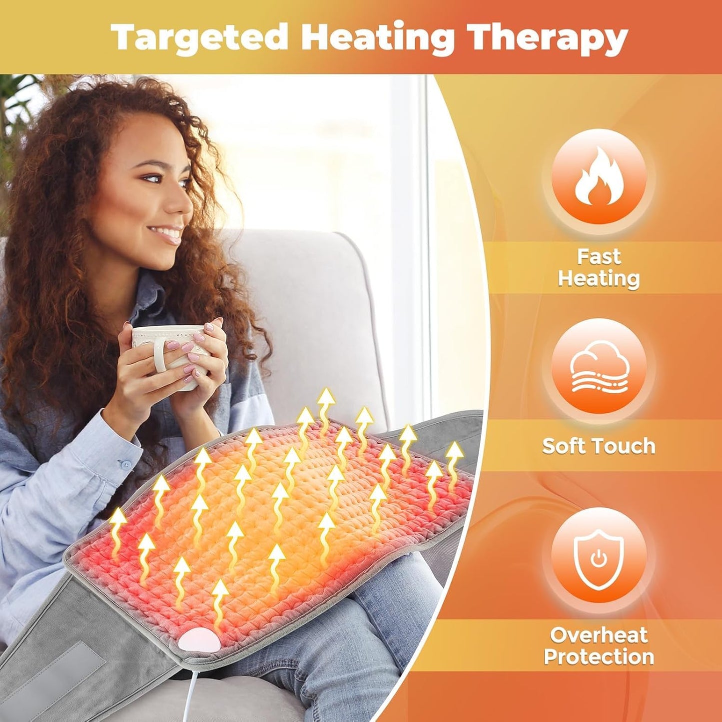 SKYLIGHT Electric Heating Waist Pad, Heating Pads for Back Pain Relief with 9 Heating Settings and 4 Auto-Off, Heating Pad for Cramps, Lumbar, Sore Muscles, Shoulder, Abdominal, Knee, Neck