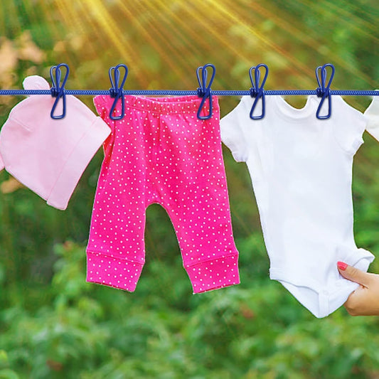 Cloth Drying Rope with Hooks 1-PCS Elastic Cloth Hanging Rope for Cloth Drying with 12 Clips Cloth Rope for Drying Clothes for Travel Home Outdoor Kapde Sukhane ki Rassi Wire -Multicolor (1)