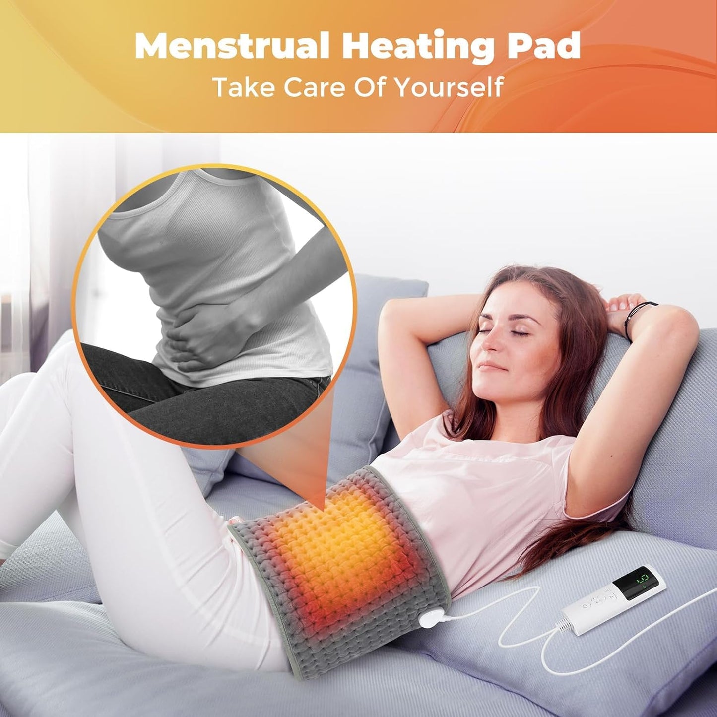 SKYLIGHT Electric Heating Waist Pad, Heating Pads for Back Pain Relief with 9 Heating Settings and 4 Auto-Off, Heating Pad for Cramps, Lumbar, Sore Muscles, Shoulder, Abdominal, Knee, Neck