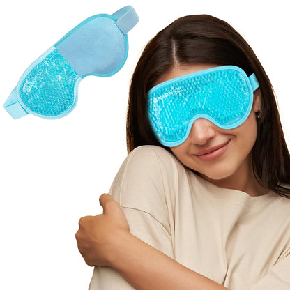 Premium Cooling Gel Eye Mask with Beads for Sleeping, Ice Pad Relief for Men & Women, Blue