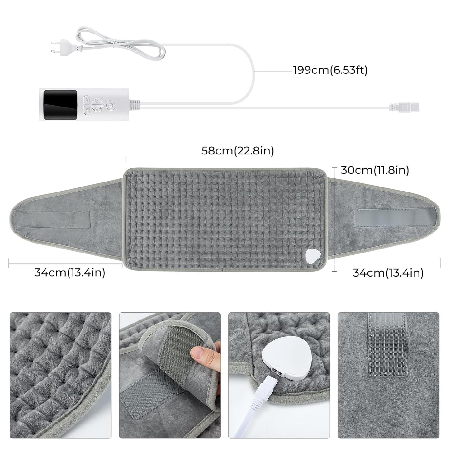 SKYLIGHT Electric Heating Waist Pad, Heating Pads for Back Pain Relief with 9 Heating Settings and 4 Auto-Off, Heating Pad for Cramps, Lumbar, Sore Muscles, Shoulder, Abdominal, Knee, Neck