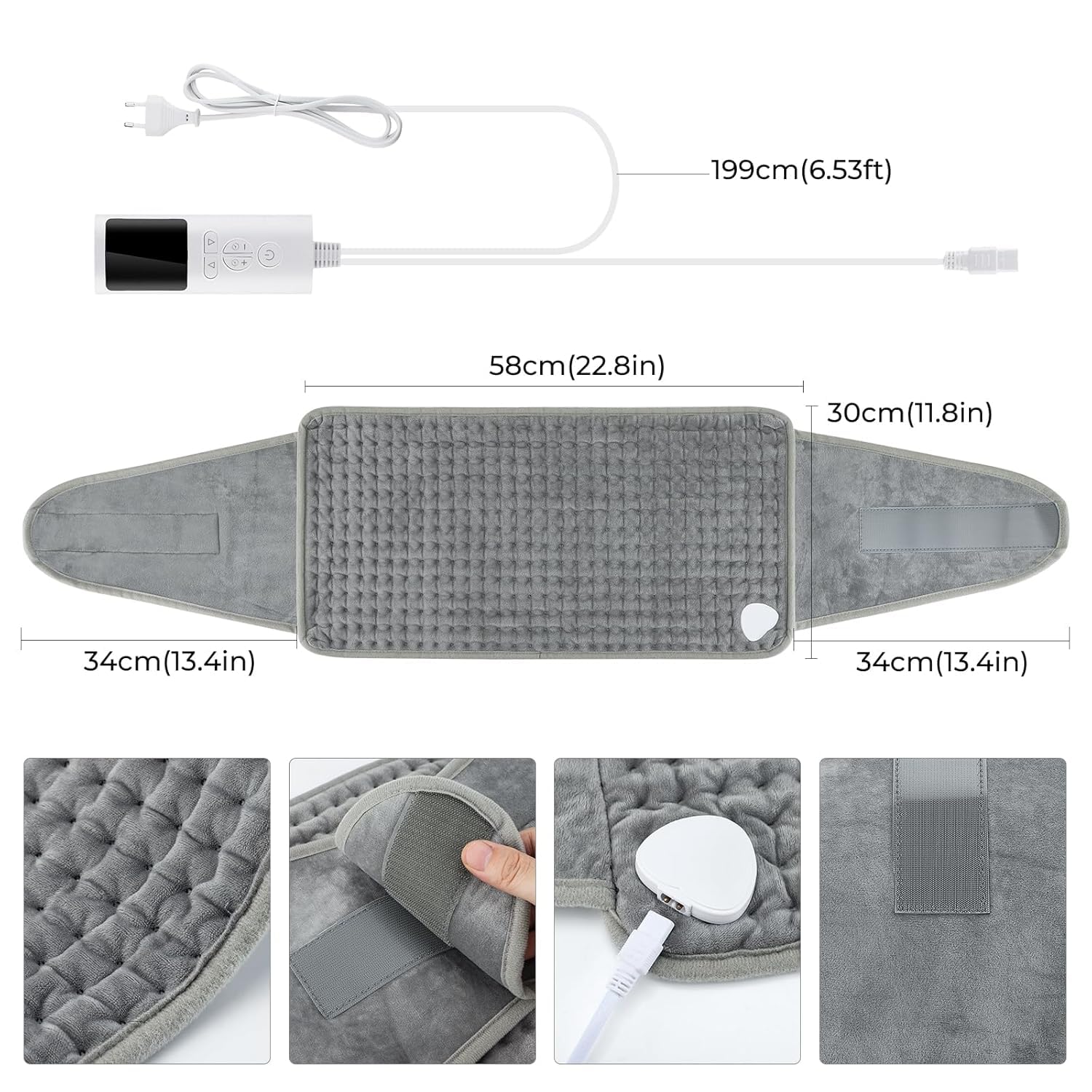 SKYLIGHT Electric Heating Waist Pad, Heating Pads for Back Pain Relief with 9 Heating Settings and 4 Auto-Off, Heating Pad for Cramps, Lumbar, Sore Muscles, Shoulder, Abdominal, Knee, Neck