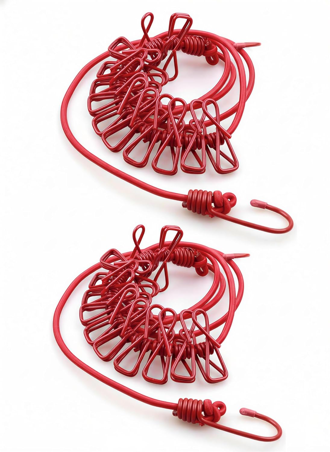 Portable Clothes Drying Rope Pack of 2 with Clips for Travel & Home | Ideal for travel, balcony, bathroom, hostel, camping and indoor laundry drying. No installation required.