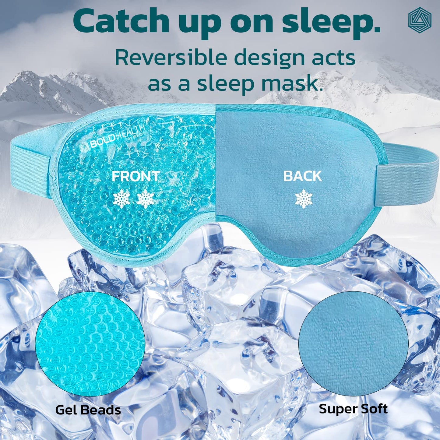 Premium Cooling Gel Eye Mask with Beads for Sleeping, Ice Pad Relief for Men & Women, Blue