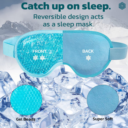 Premium Cooling Gel Eye Mask with Beads for Sleeping, Ice Pad Relief for Men & Women, Blue