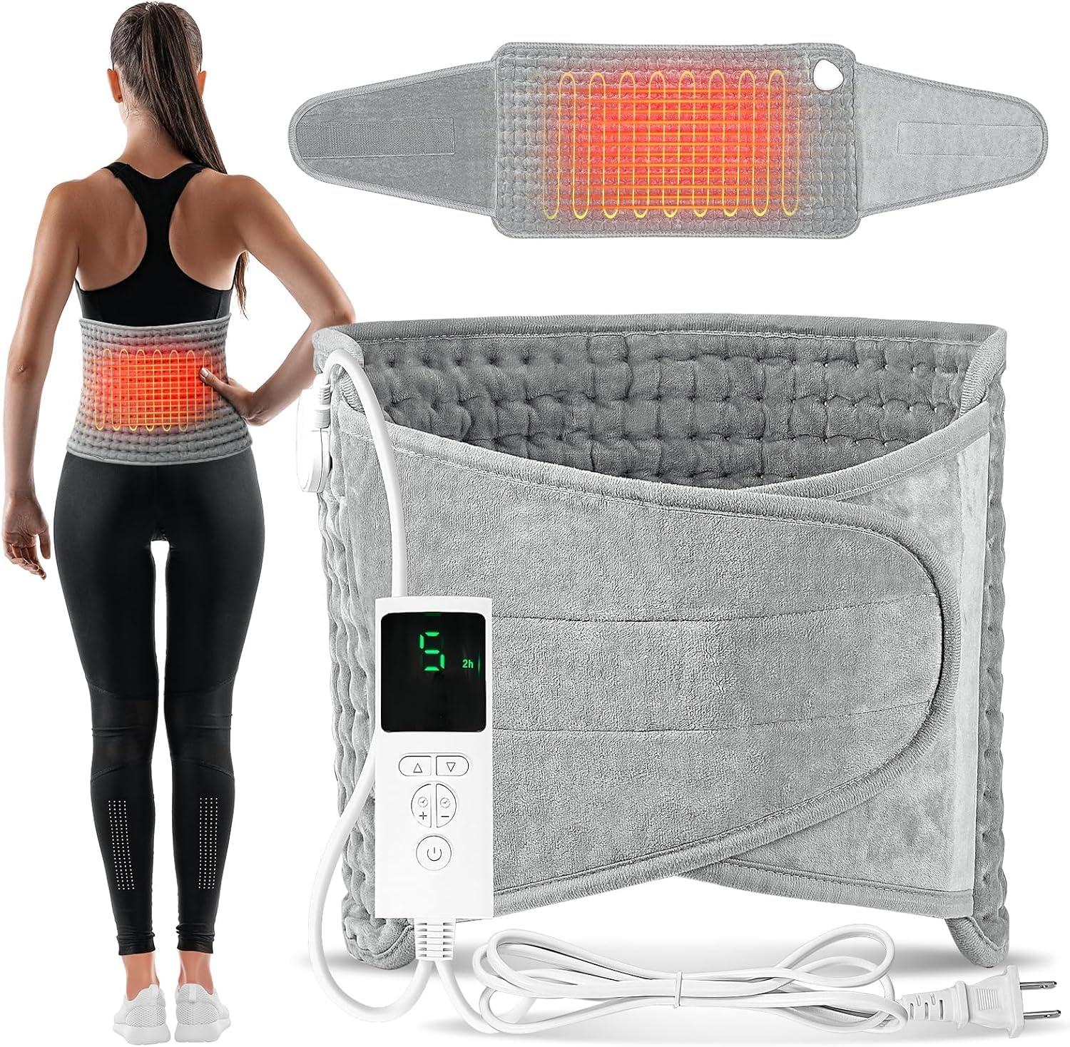 SKYLIGHT Electric Heating Waist Pad, Heating Pads for Back Pain Relief with 9 Heating Settings and 4 Auto-Off, Heating Pad for Cramps, Lumbar, Sore Muscles, Shoulder, Abdominal, Knee, Neck